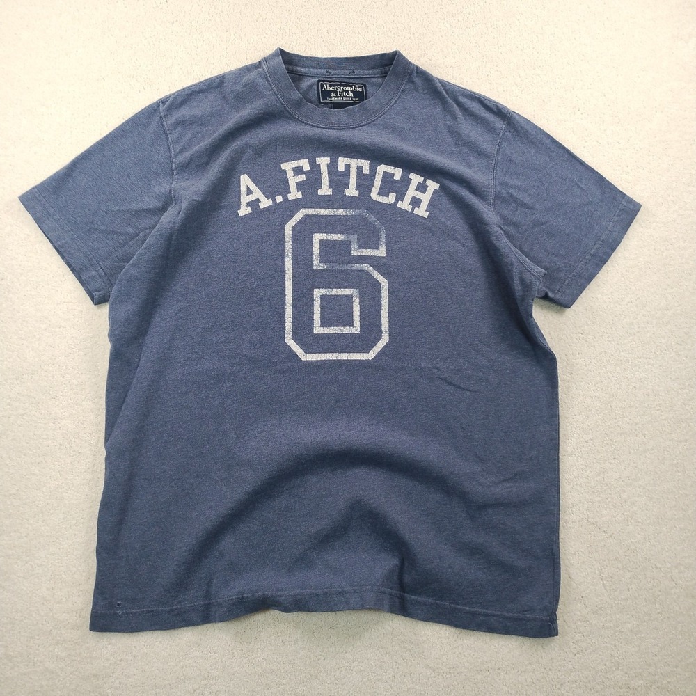 Vtg 90's Abercrombie & Fitch #6 Muscle Tshirt Mens Large Heather Blue Distressed